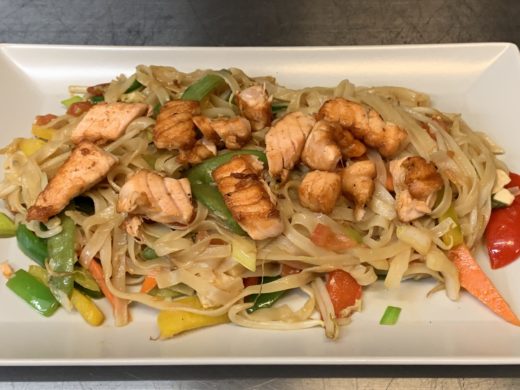 1502. Rice Noodles With Vegetables and Salmon